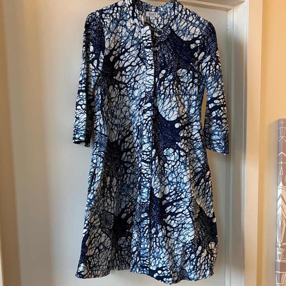 Zuri Navy and White Tunic Dress